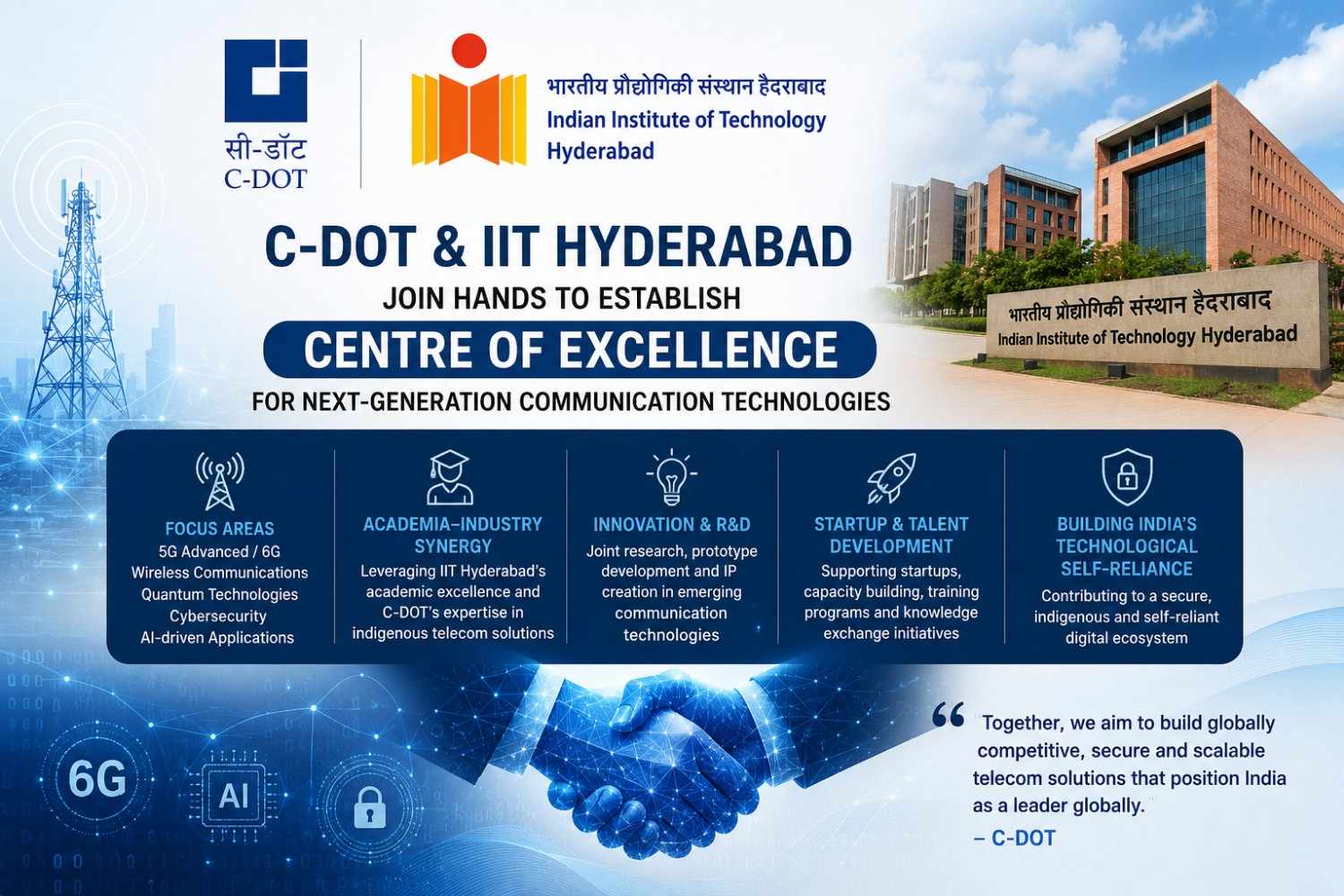 C-DOT, IIT Hyderabad Partner To Set Up CoE For Next-Gen Telecom Tech ...